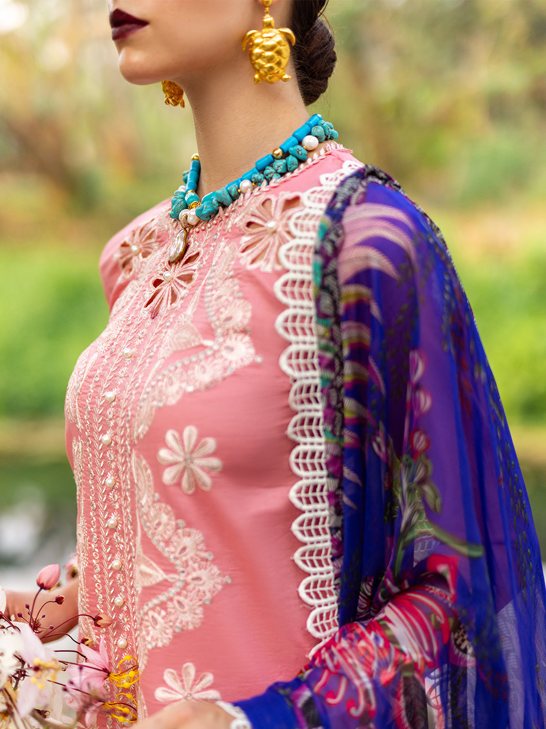 Roheenaz | Dahlia Embroidered Lawn 24 | Orchid - House Of Anaya