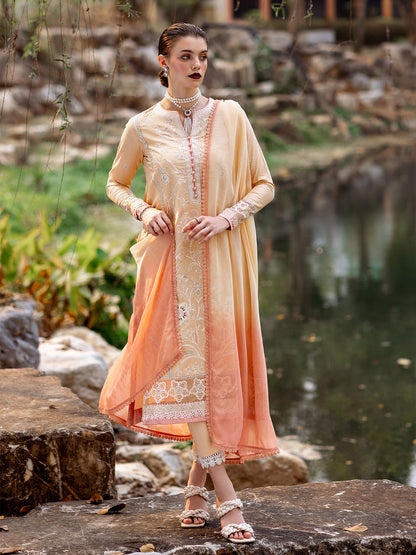 Roheenaz | Dahlia Embroidered Lawn 24 | Magnolia - House Of Anaya