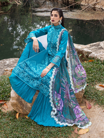 Roheenaz | Dahlia Embroidered Lawn 24 | Delphinium - House Of Anaya