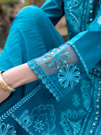 Roheenaz | Dahlia Embroidered Lawn 24 | Delphinium - House Of Anaya