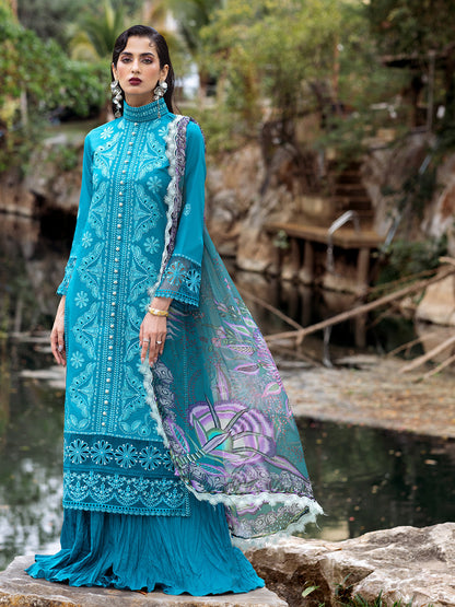 Roheenaz | Dahlia Embroidered Lawn 24 | Delphinium - House Of Anaya