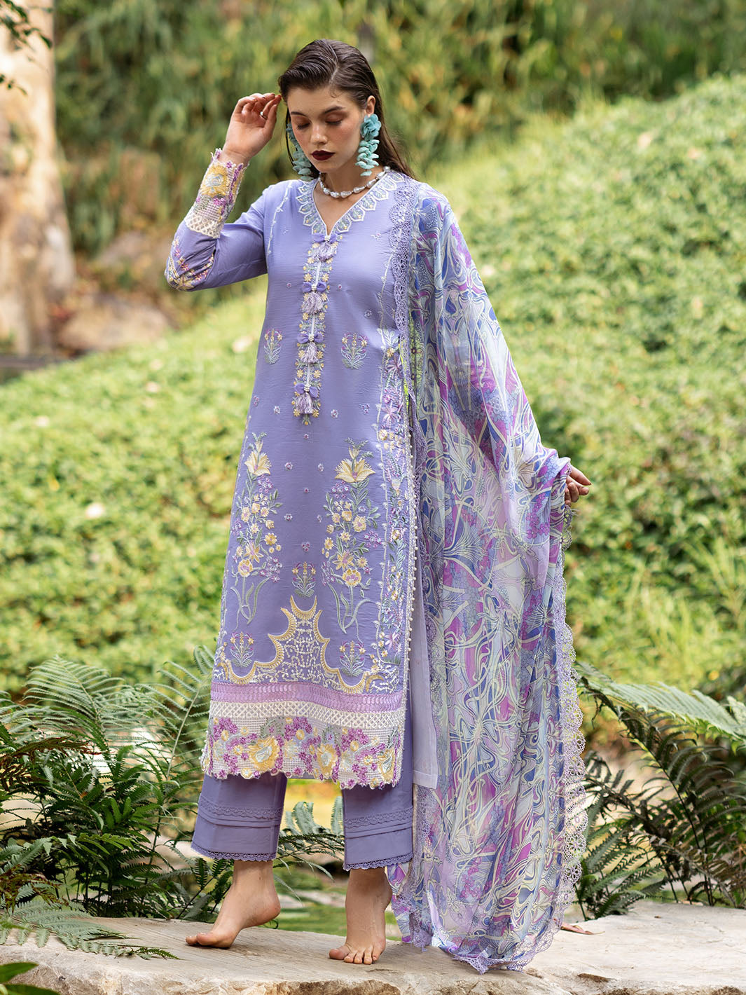 Roheenaz | Dahlia Embroidered Lawn 24 | Aster - House Of Anaya