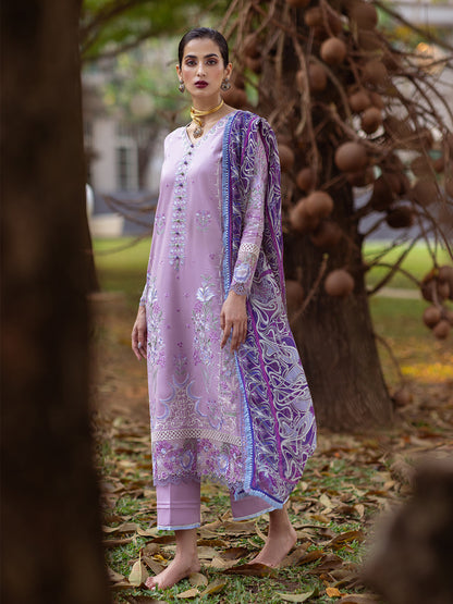 Roheenaz | Dahlia Embroidered Lawn 24 | Hyacinth - House Of Anaya
