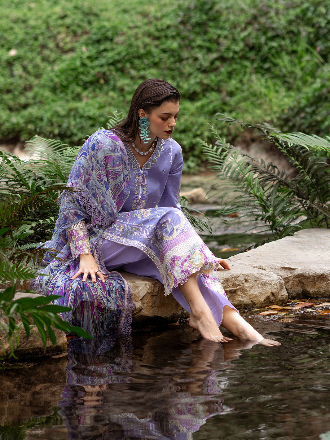 Roheenaz | Dahlia Embroidered Lawn 24 | Aster - House Of Anaya