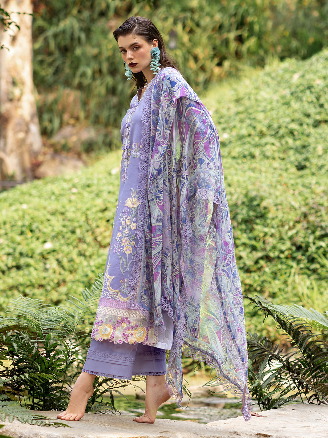 Roheenaz | Dahlia Embroidered Lawn 24 | Aster - House Of Anaya