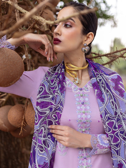 Roheenaz | Dahlia Embroidered Lawn 24 | Hyacinth - House Of Anaya
