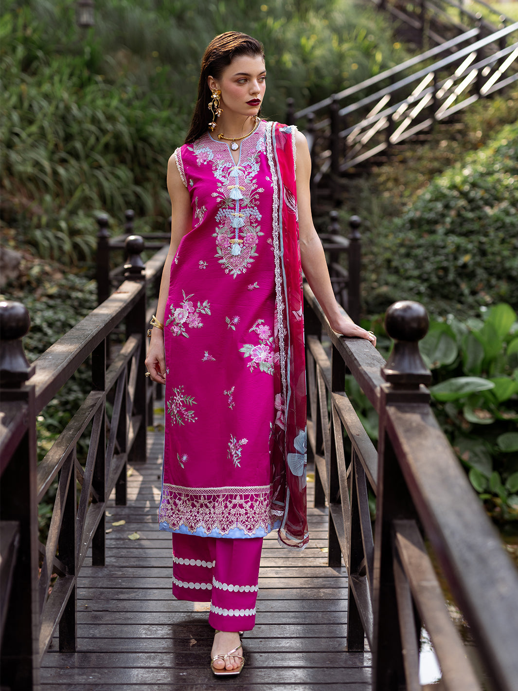 Roheenaz | Dahlia Embroidered Lawn 24 | Camellia - House Of Anaya