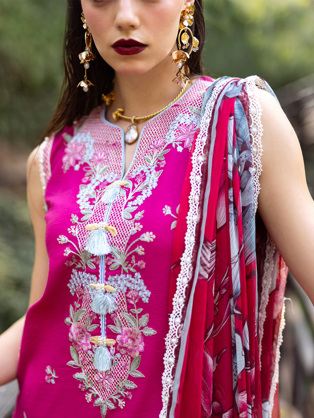 Roheenaz | Dahlia Embroidered Lawn 24 | Camellia - House Of Anaya