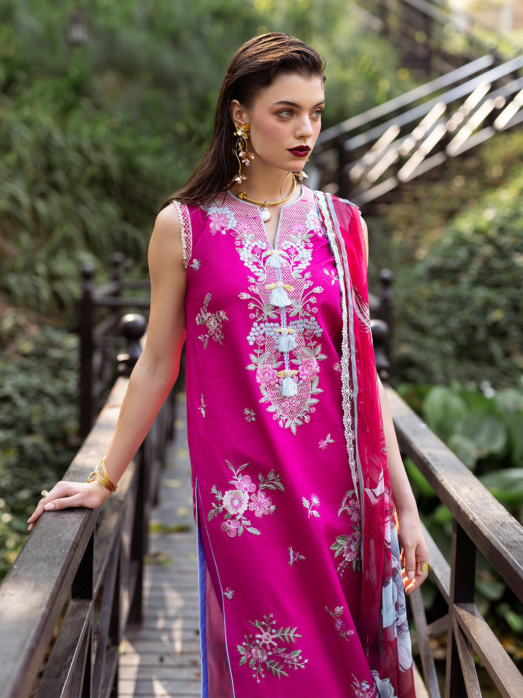 Roheenaz | Dahlia Embroidered Lawn 24 | Camellia - House Of Anaya