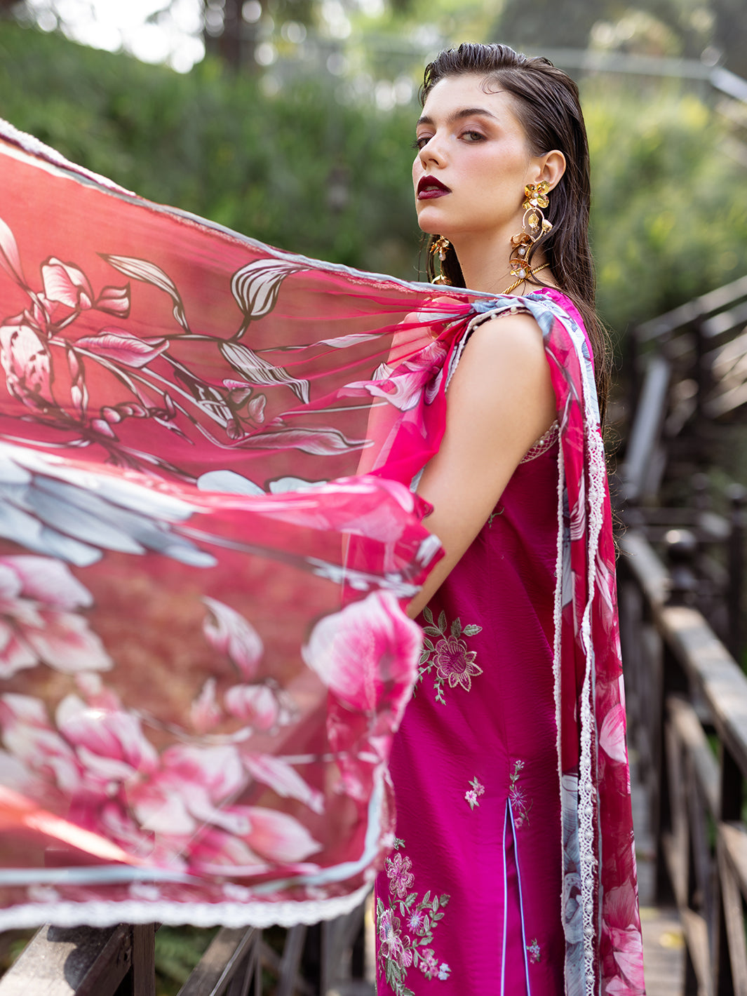 Roheenaz | Dahlia Embroidered Lawn 24 | Camellia - House Of Anaya