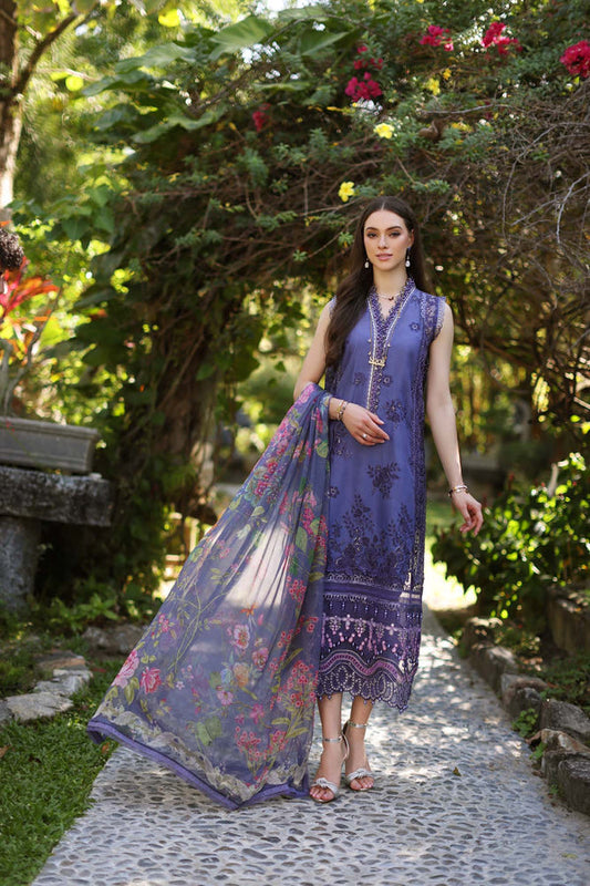 Noor by Saadia Asad | Luxury Chikankari Lawn24 | D8-A Purple - House Of Anaya