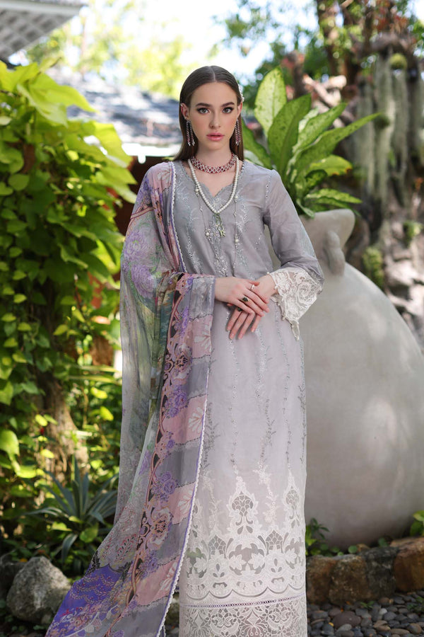 Noor by Saadia Asad | Luxury Chikankari Lawn24 | D1-B Black Ombre - House Of Anaya