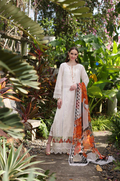 Noor by Saadia Asad | Luxury Chikankari Lawn24 | D6-B White Laser - House Of Anaya