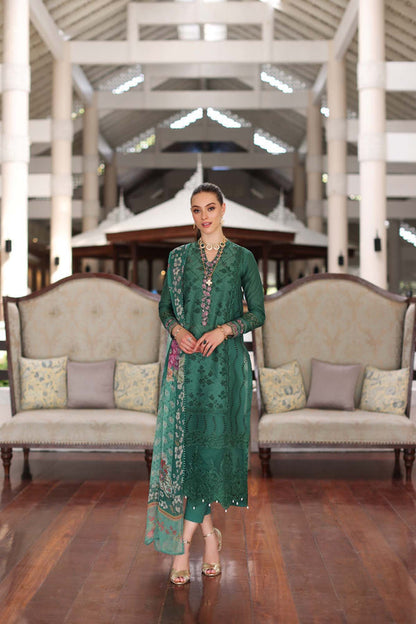 Noor by Saadia Asad | Luxury Chikankari Lawn24 | D4-A Green Laser - House Of Anaya