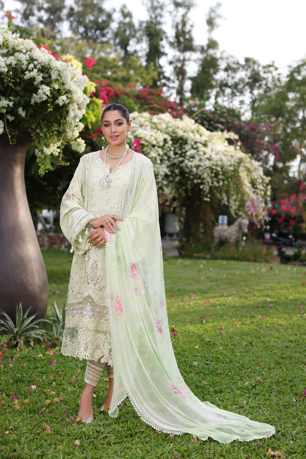 Noor by Saadia Asad | Luxury Chikankari Lawn24 | D11-B Mint Schifli - House Of Anaya