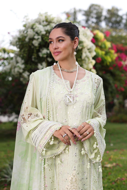 Noor by Saadia Asad | Luxury Chikankari Lawn24 | D11-B Mint Schifli - House Of Anaya