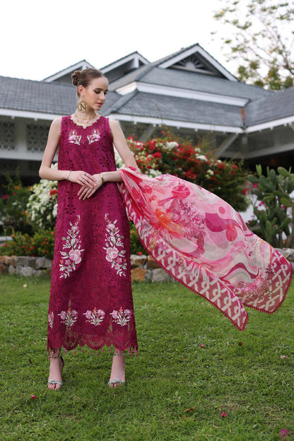 Noor by Saadia Asad | Luxury Chikankari Lawn24 | D10-A FUCHIA - House Of Anaya