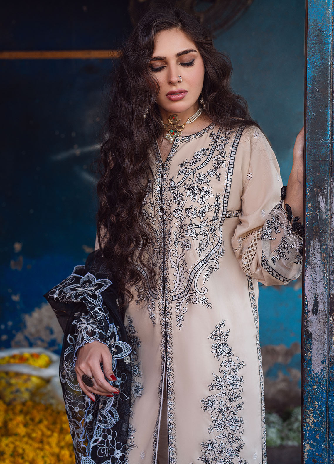 Sahane | Sahakari Chikankari Lawn Edit 24 | Ghazal - House Of Anaya