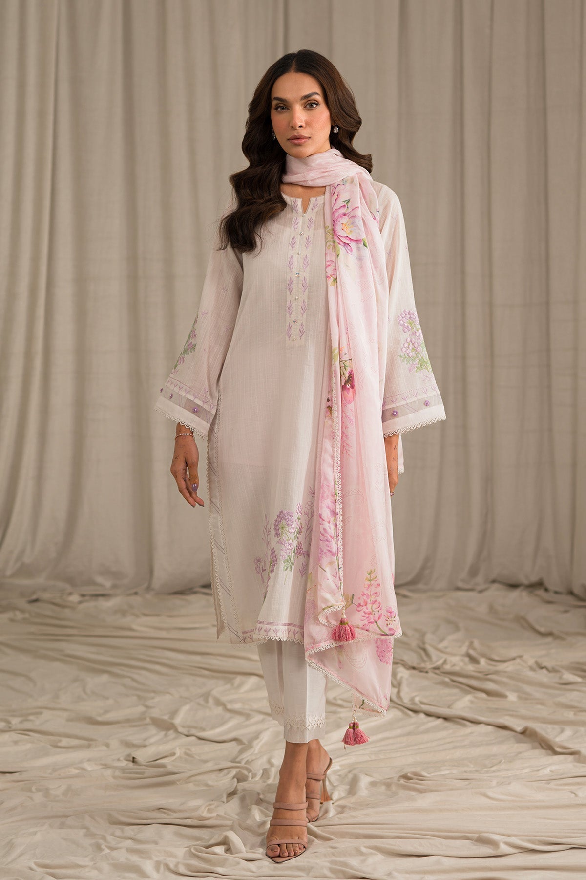 Sahar | Mirage Spring Luxury 24 | Slub Lawn 3 Piece (Embroidered) - House Of Anaya