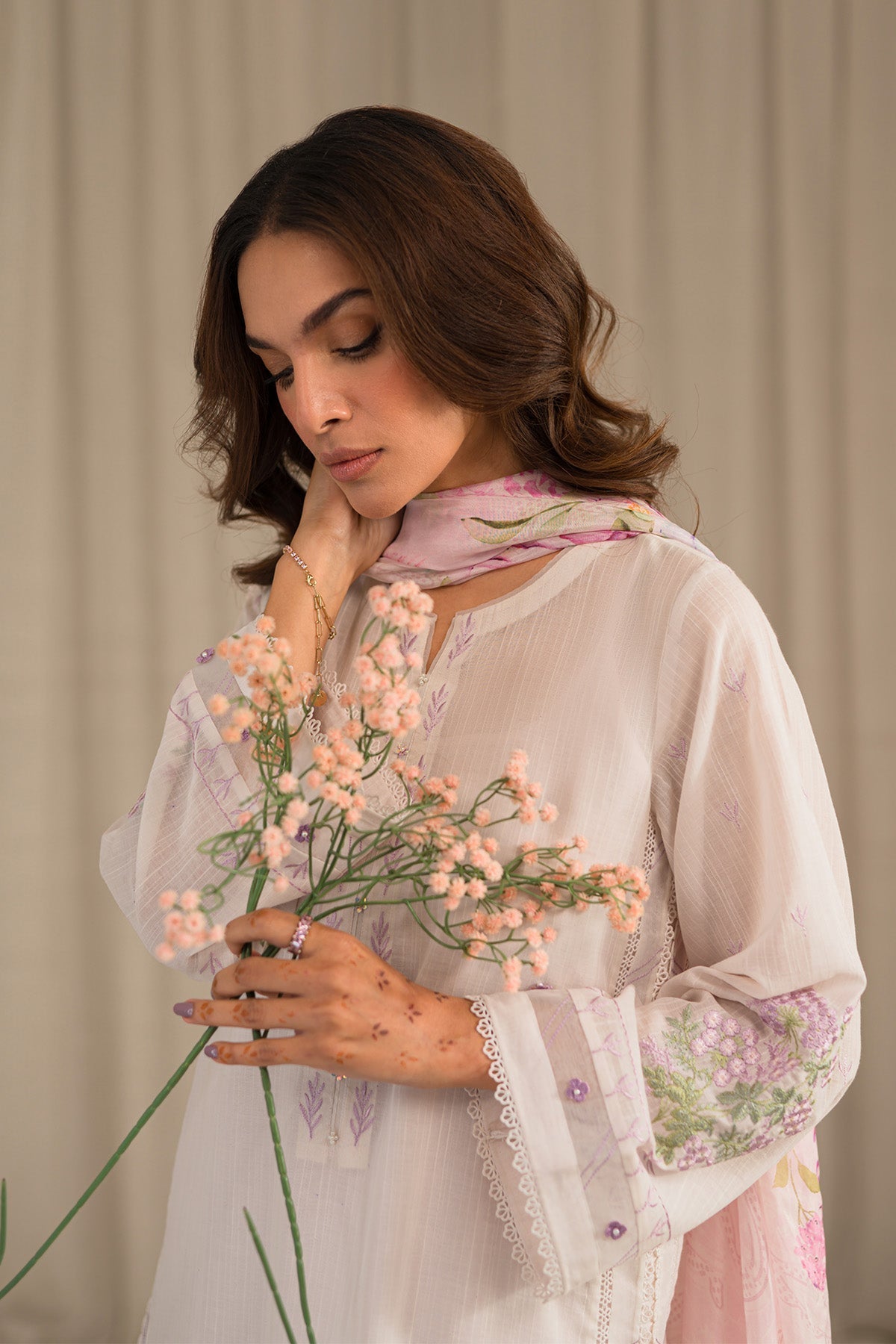 Sahar | Mirage Spring Luxury 24 | Slub Lawn 3 Piece (Embroidered) - House Of Anaya
