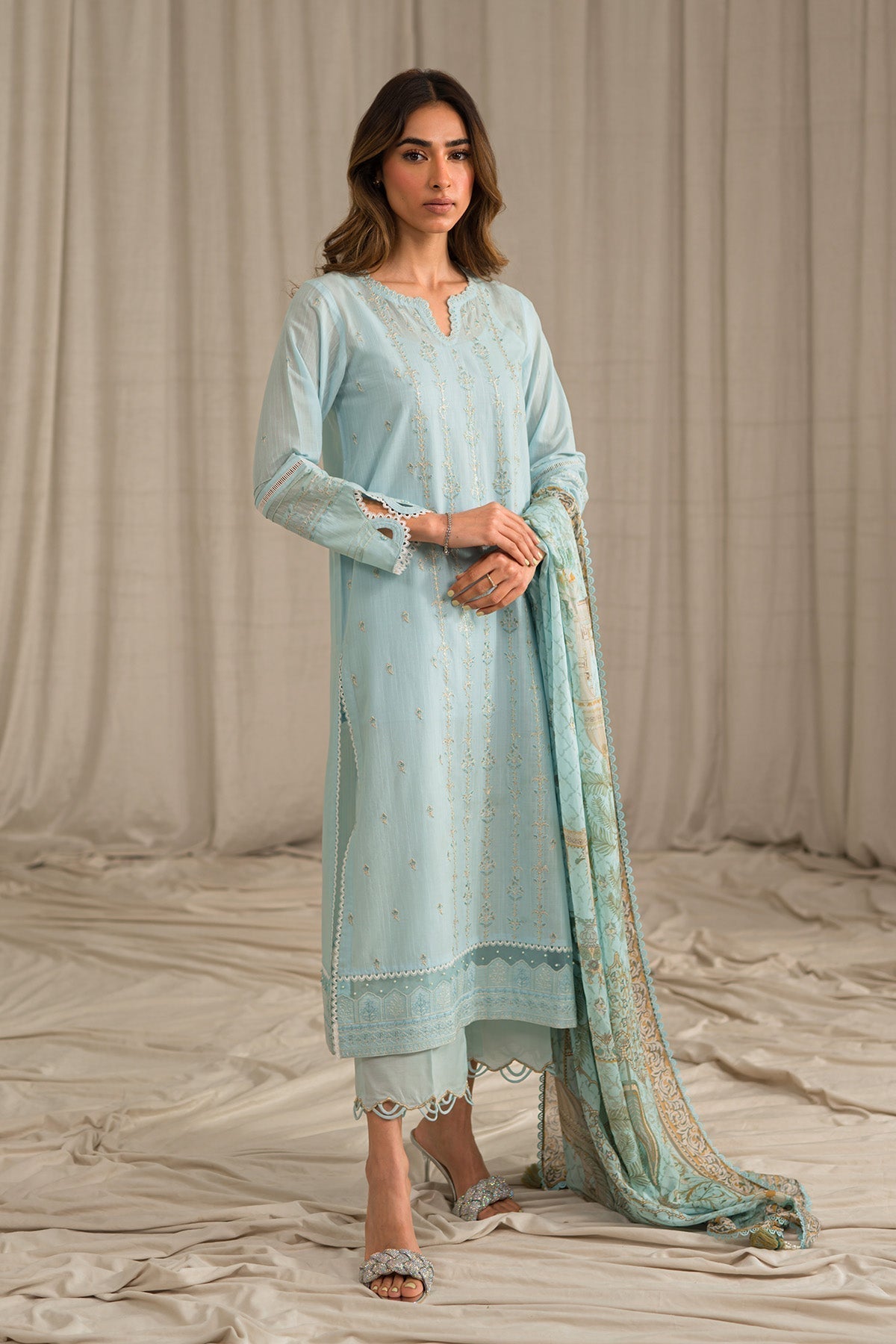 Sahar | Mirage Spring Luxury 24 | Slub Lawn 3 Piece (Embroidered) - House Of Anaya