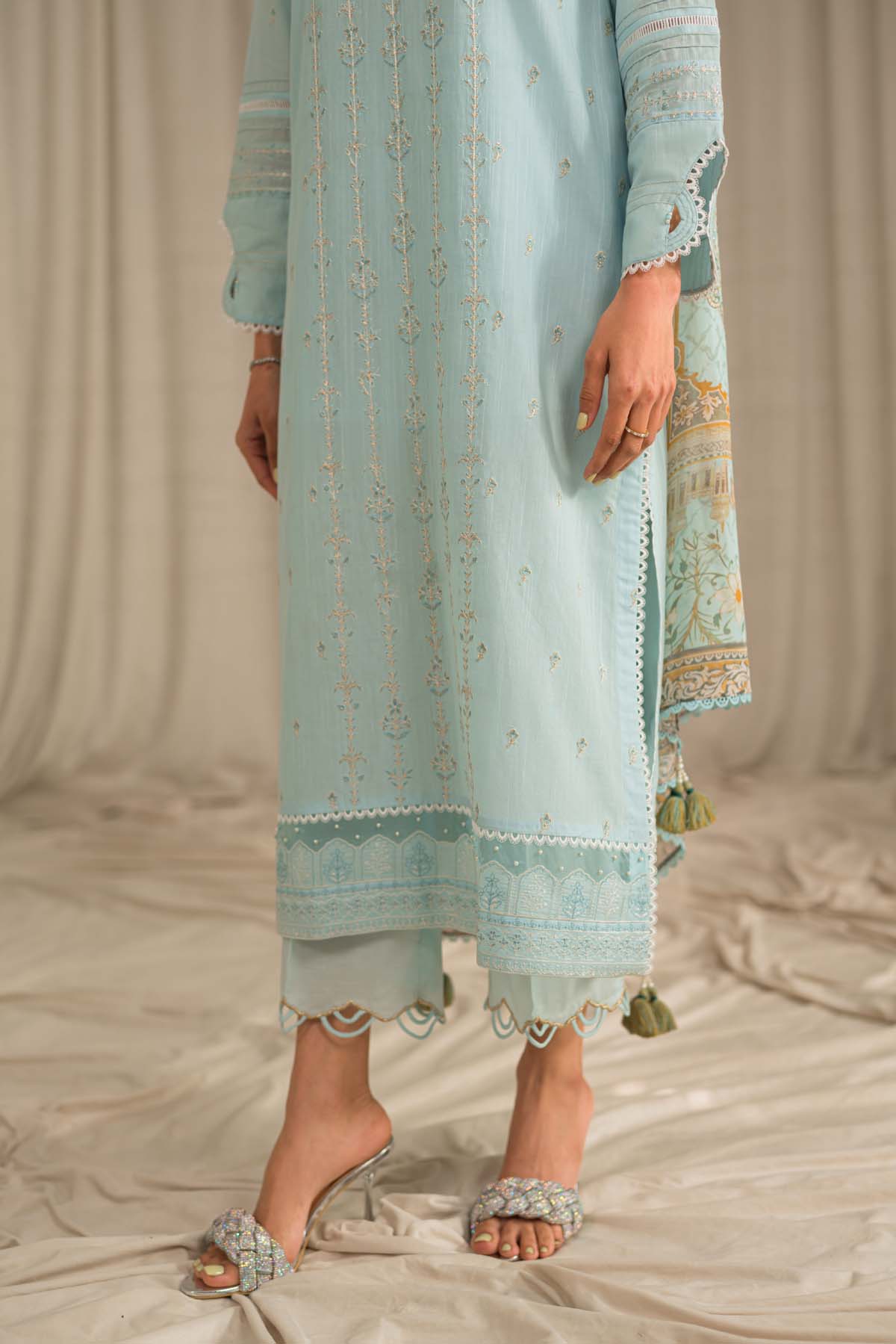 Sahar | Mirage Spring Luxury 24 | Slub Lawn 3 Piece (Embroidered) - House Of Anaya