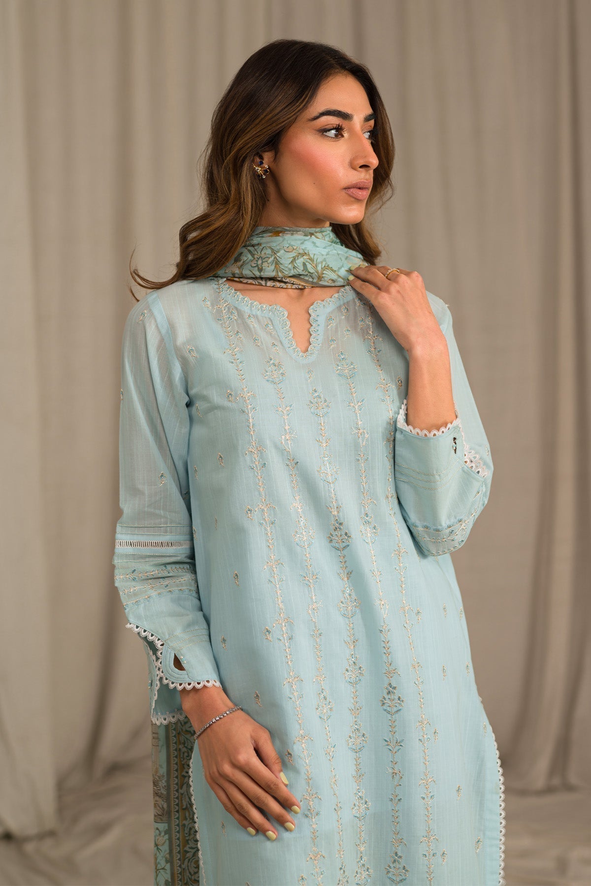 Sahar | Mirage Spring Luxury 24 | Slub Lawn 3 Piece (Embroidered) - House Of Anaya