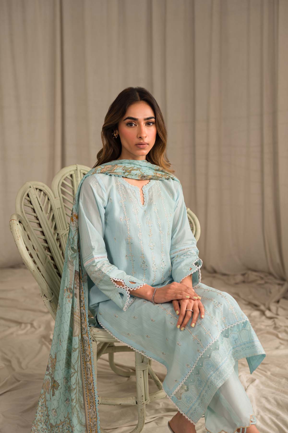 Sahar | Mirage Spring Luxury 24 | Slub Lawn 3 Piece (Embroidered) - House Of Anaya