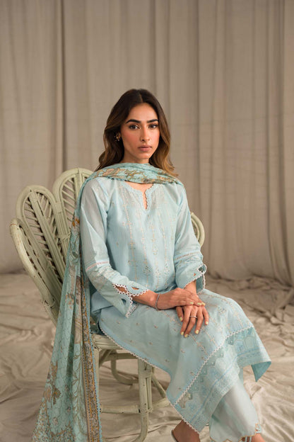 Sahar | Mirage Spring Luxury 24 | Slub Lawn 3 Piece (Embroidered) - House Of Anaya