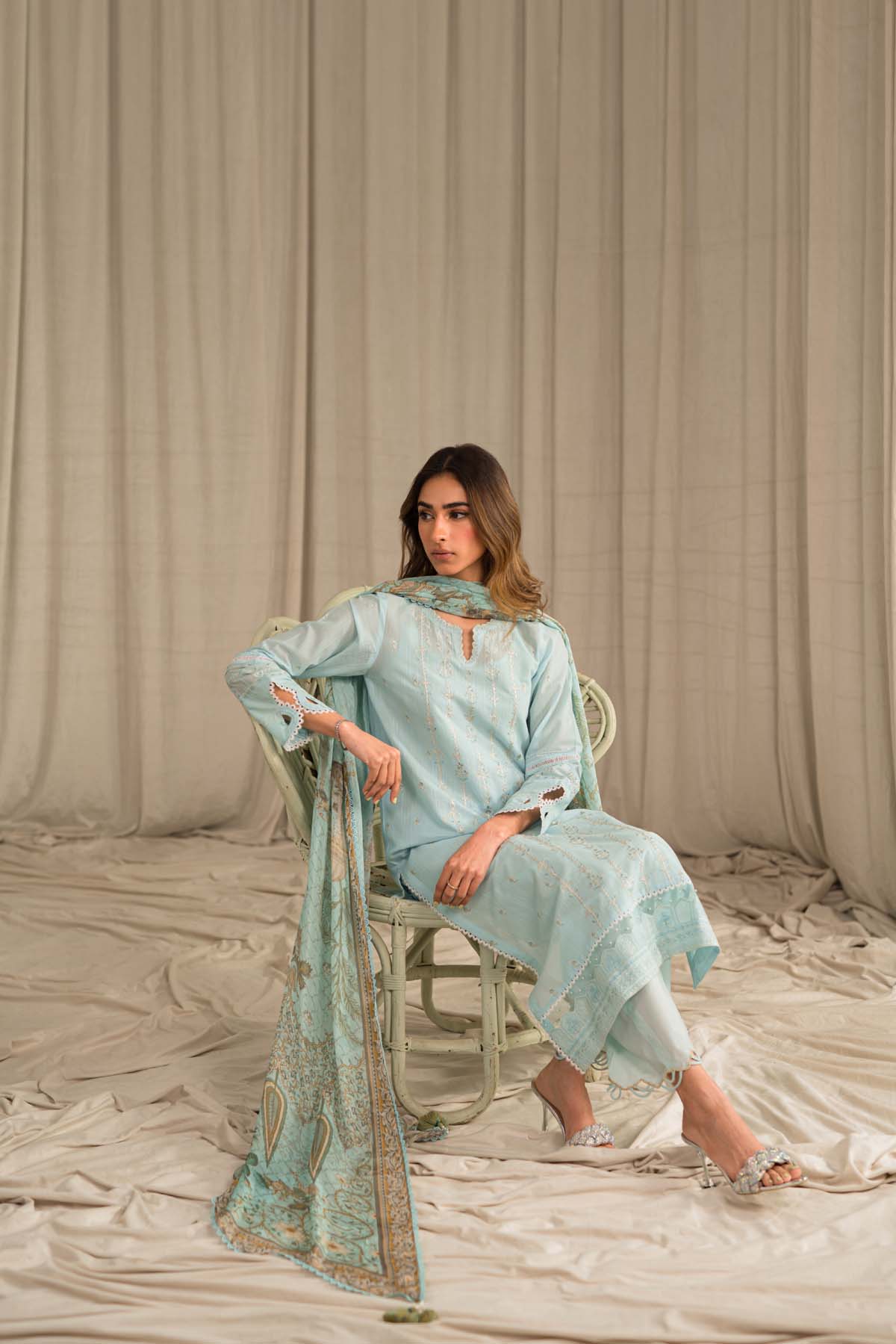 Sahar | Mirage Spring Luxury 24 | Slub Lawn 3 Piece (Embroidered) - House Of Anaya