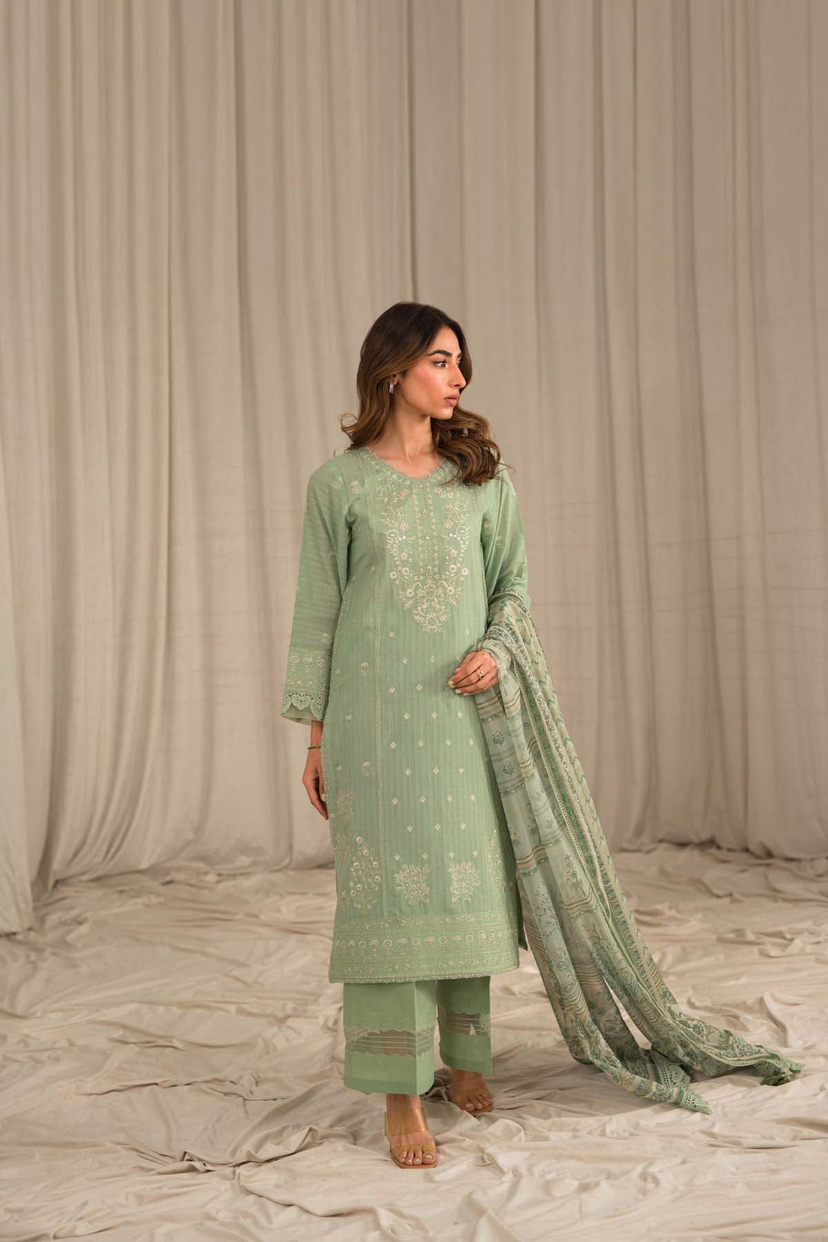Sahar | Mirage Spring Luxury 24 | Textured Lawn 3 Piece (Embroidered) - House Of Anaya