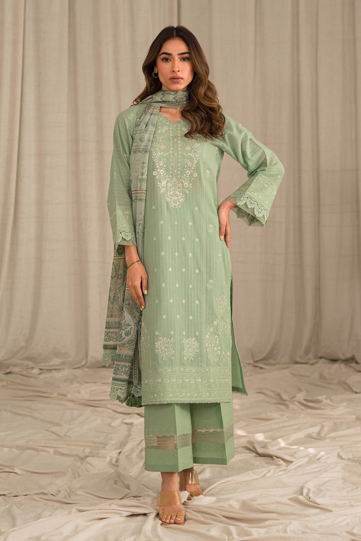 Sahar | Mirage Spring Luxury 24 | Textured Lawn 3 Piece (Embroidered) - House Of Anaya