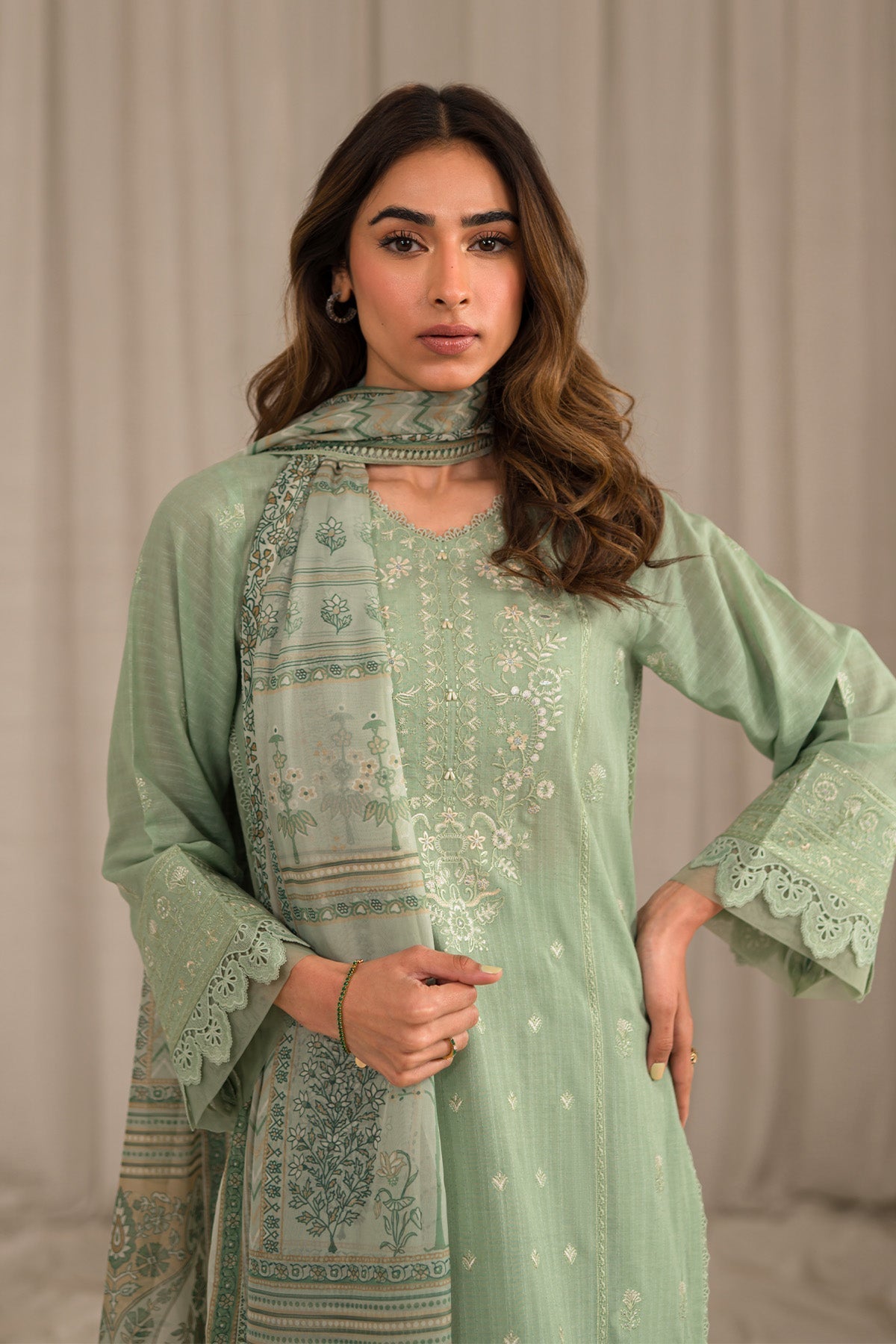 Sahar | Mirage Spring Luxury 24 | Textured Lawn 3 Piece (Embroidered) - House Of Anaya