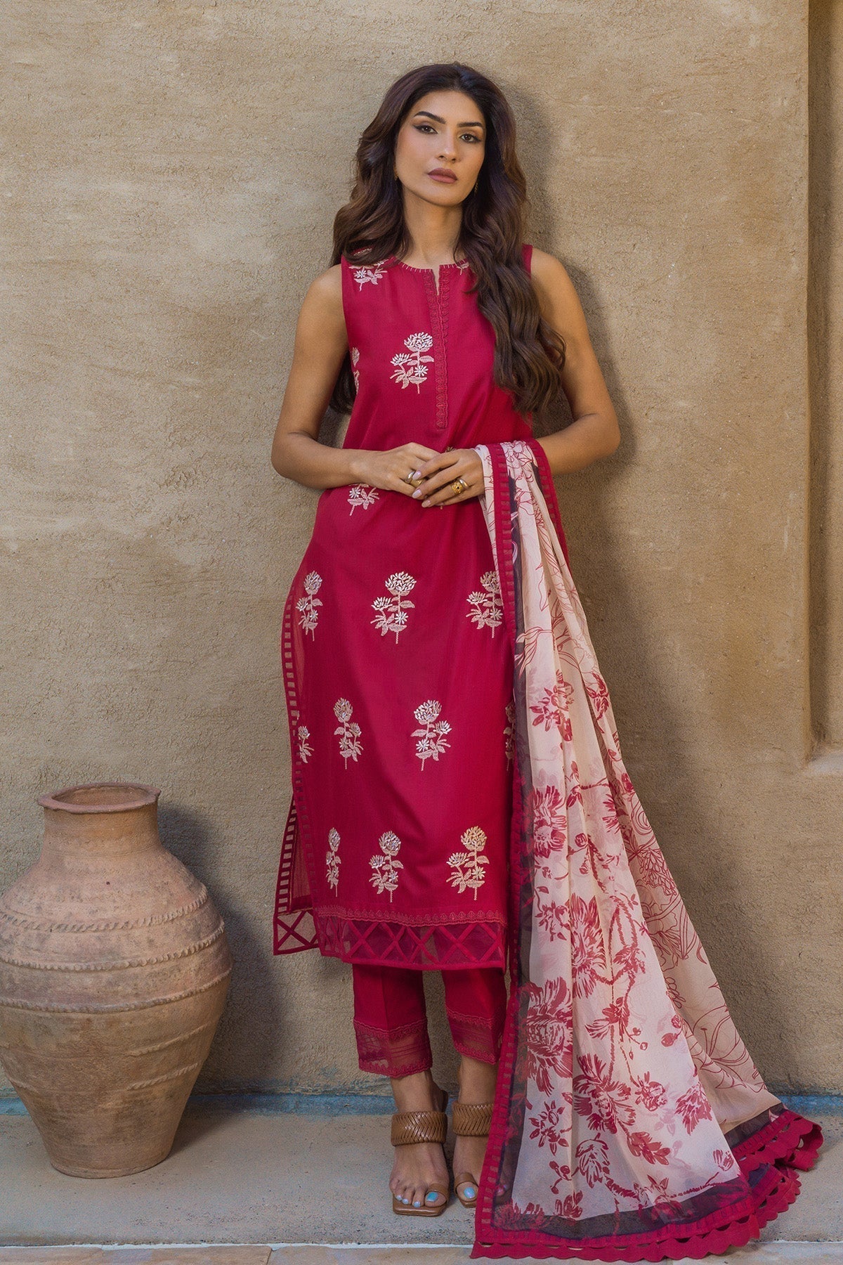 Sahar | Mirage Spring Luxury 24 | Slub Lawn 3 Piece (Embroidered) - House Of Anaya