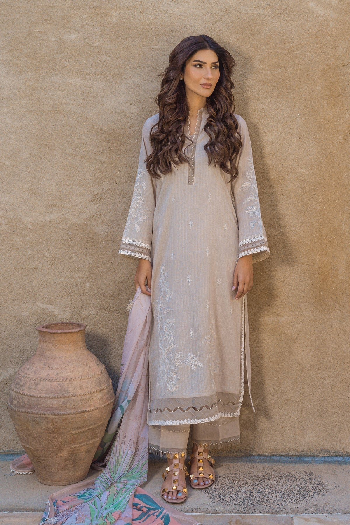 Sahar | Mirage Spring Luxury 24 | Textured Lawn 3 Piece (Embroidered) - House Of Anaya