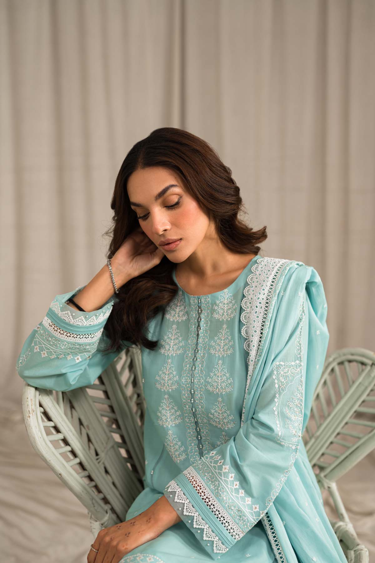 Sahar | Mirage Spring Luxury 24 | Chikankari 3 Piece - House Of Anaya