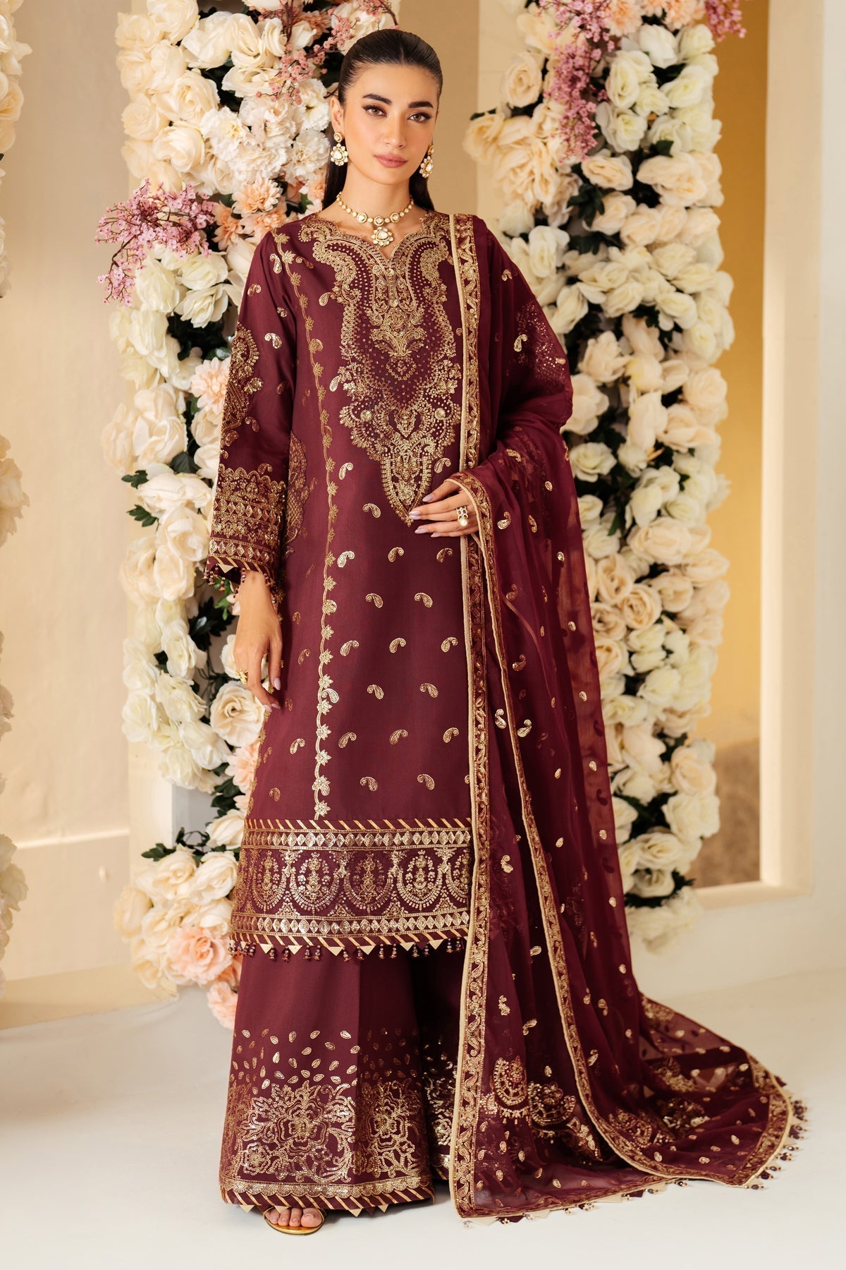 Alizeh | Luxury Raw Silk | AF-RS-01-SALSA - House Of Anaya