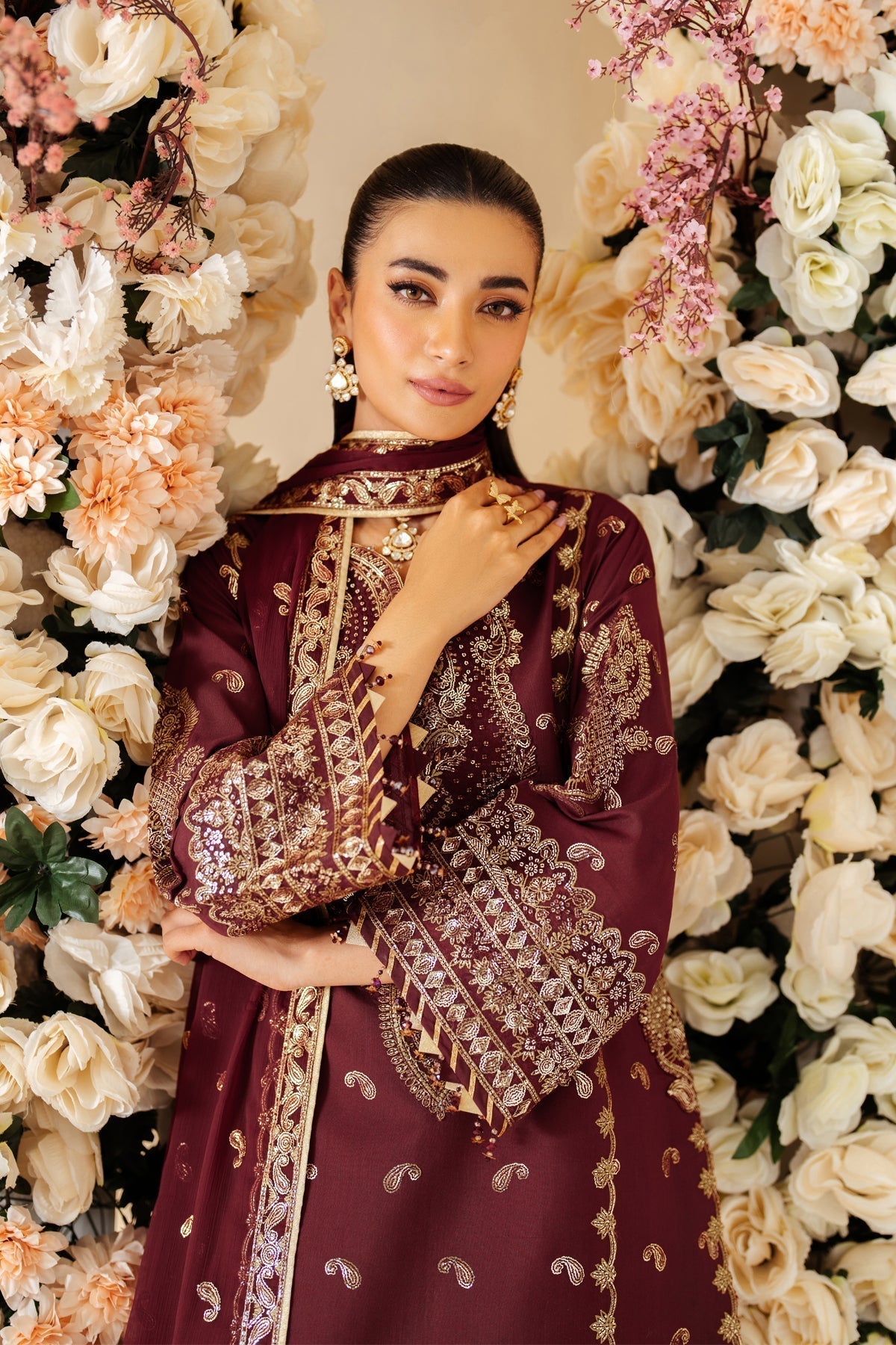Alizeh | Luxury Raw Silk | AF-RS-01-SALSA - House Of Anaya