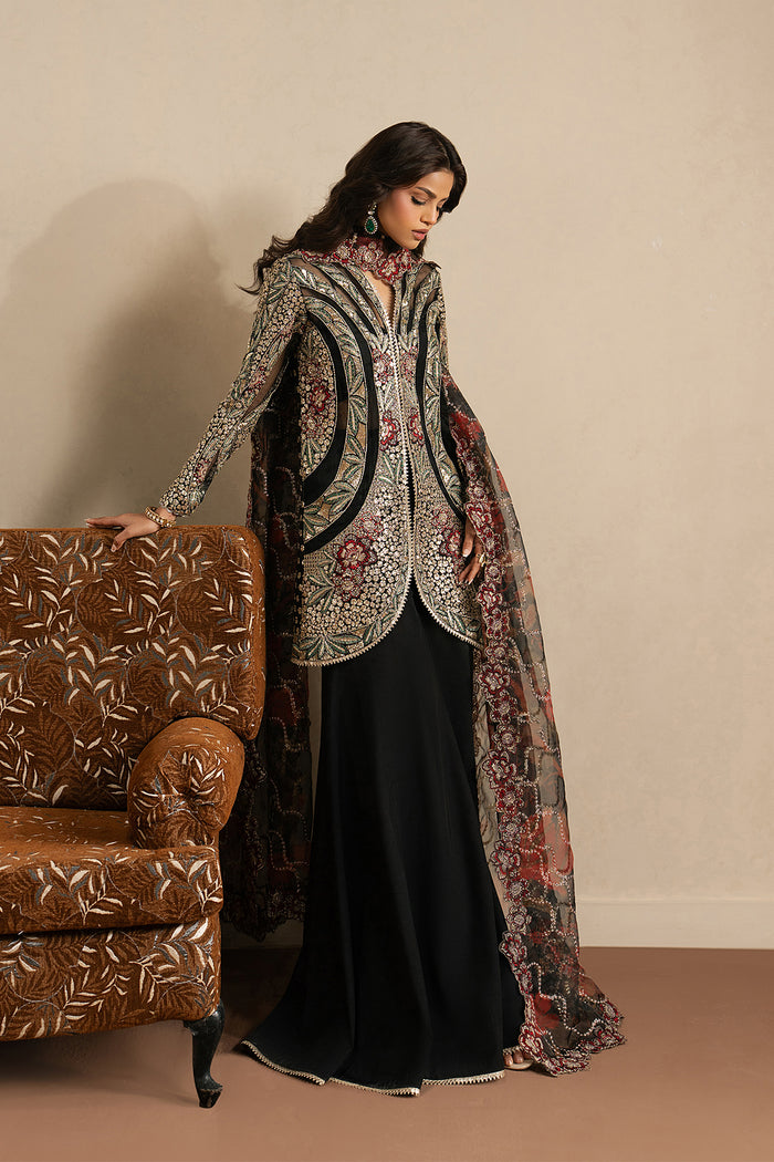 Ayzel Ehsaas Black Front-Open Jacket Pakistani Designer Dresses