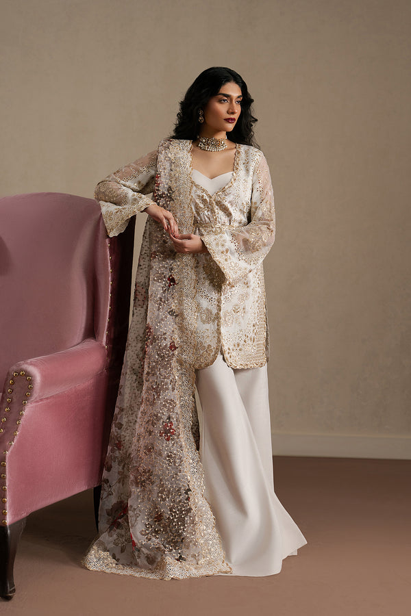 Ayzel Riwaayat Off White Peplum Pakistani Designer Dresses