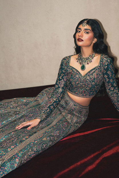 Ayzel Tassavur Teal Lehenga Choli Pakistani Designer Dresses