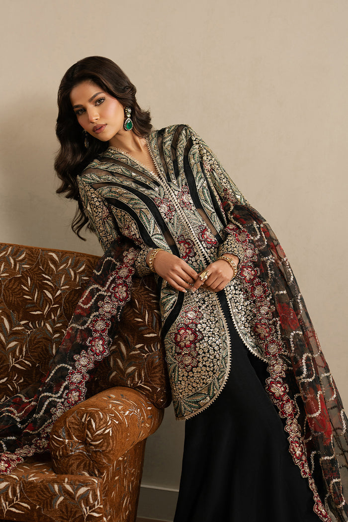 Ayzel Ehsaas Black Front-Open Jacket Pakistani Designer Dresses