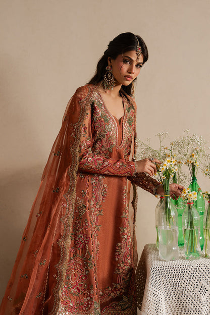 Ayzel Sahaara Rust V-Neck Silk Palazzo Pakistani Designer Dresses