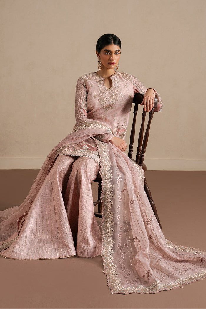 Ayzel Silsila Peach Straight Shirt Pakistani Designer Dresses