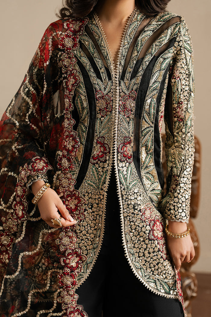 Ayzel Ehsaas Black Front-Open Jacket Pakistani Designer Dresses