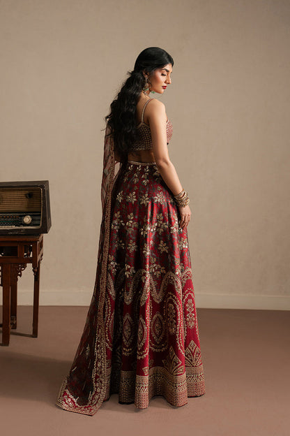 Ayzel Taaruf Maroon Lehenga Choli Pakistani Designer Dresses