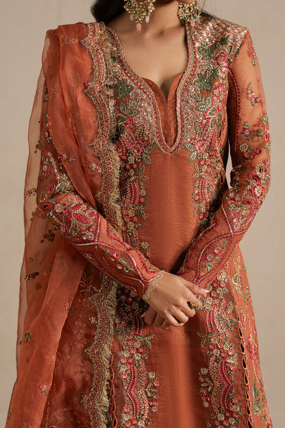 Ayzel Sahaara Rust V-Neck Silk Palazzo Pakistani Designer Dresses