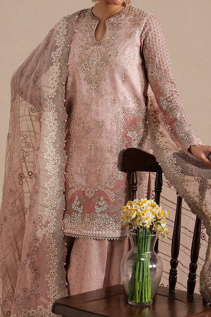 Ayzel Silsila Peach Straight Shirt Pakistani Designer Dresses