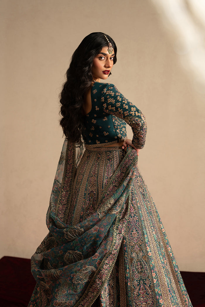 Ayzel Tassavur Teal Lehenga Choli Pakistani Designer Dresses