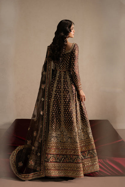 Ayzel Nazaakat Dark Brown Panelled Anarkali Pakistani Designer Dresses